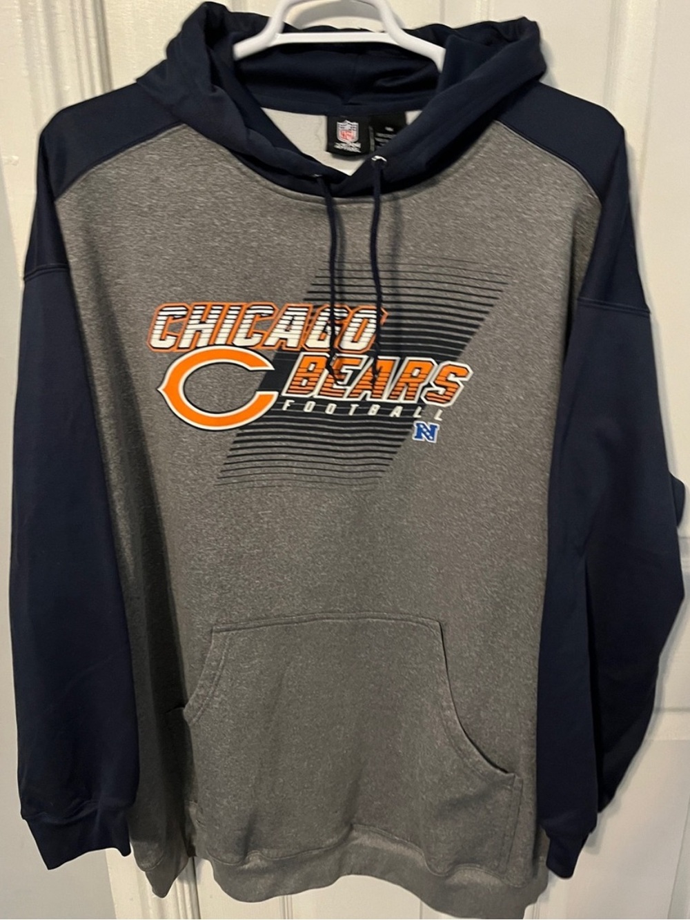 NFL Chicago Bears Gray and Navy Pullover Hoodie with Orange Logo